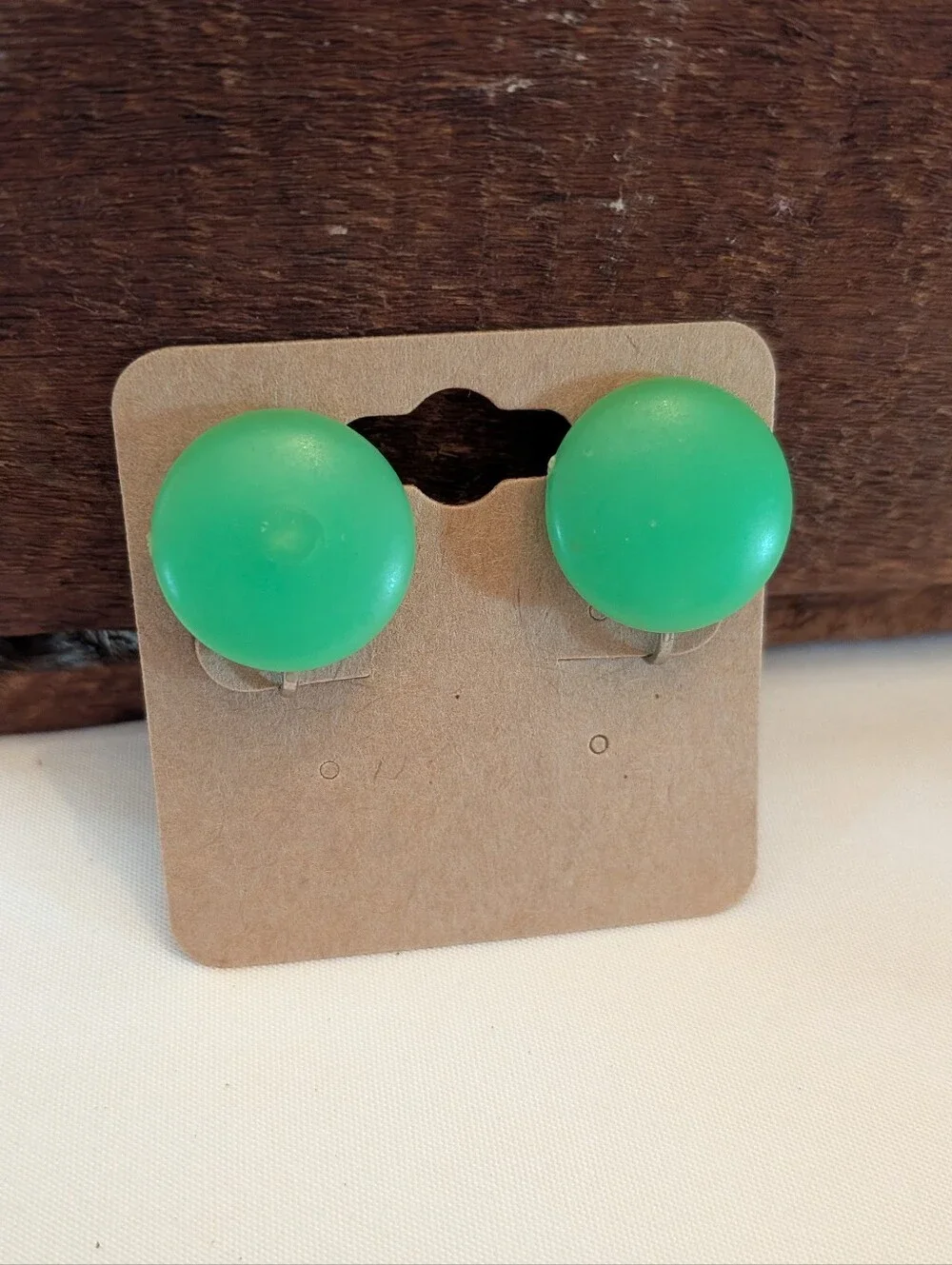 Vintage Green Dome Statement Clip-On Earrings - Women Jewelry